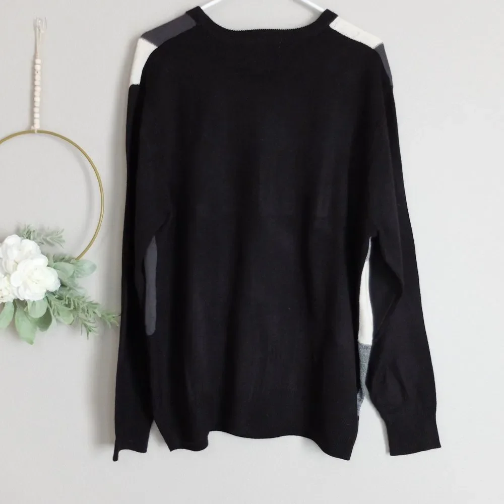 Geoffrey Beene Colorblock Long Sleeve Pullover Sweater Size XXL